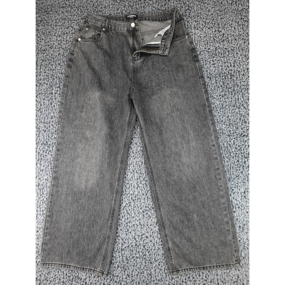 Ausdriman Wide Leg Jeans Unisex Size 32 Grey Baggy Streetwear Skater Pants